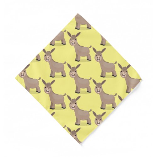 Cute happy miniature donkey cartoon illustration  bandana