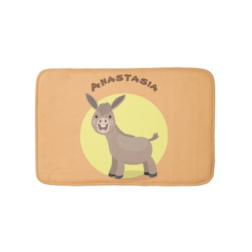 Cute happy miniature donkey cartoon illustration bath mat