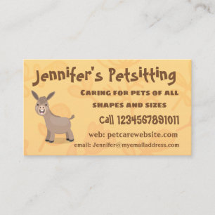 Cute happy miniature donkey cartoon illustration business card