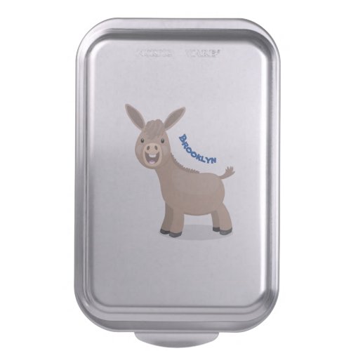 Cute happy miniature donkey cartoon illustration cake pan