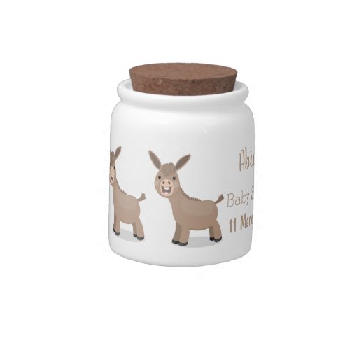 Cute happy miniature donkey cartoon illustration candy jar