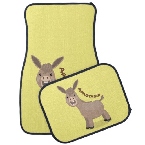 Cute happy miniature donkey cartoon illustration car floor mat