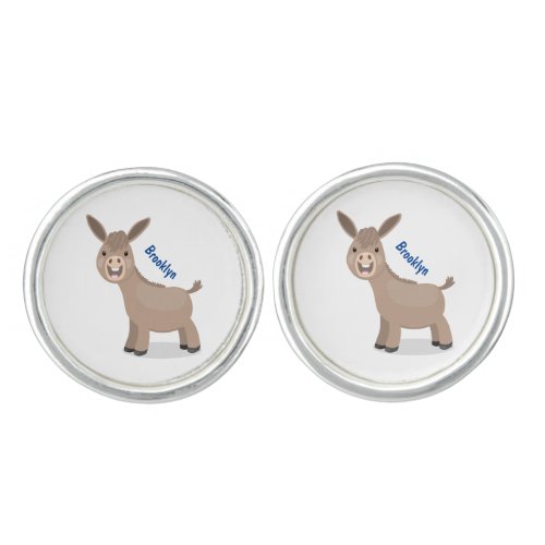 Cute happy miniature donkey cartoon illustration cufflinks