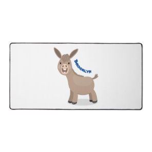 Cute happy miniature donkey cartoon illustration desk mat