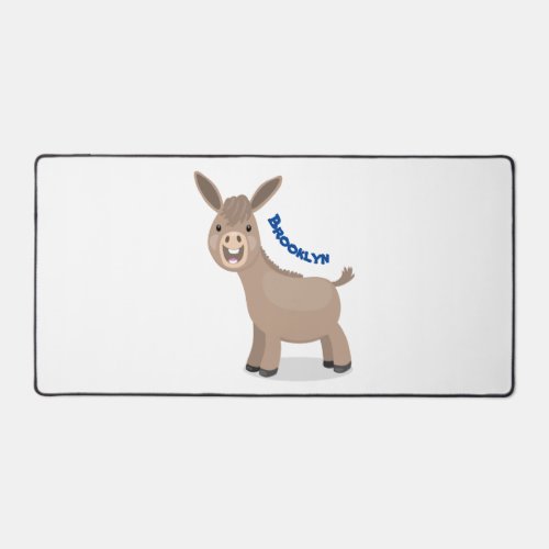 Cute happy miniature donkey cartoon illustration desk mat