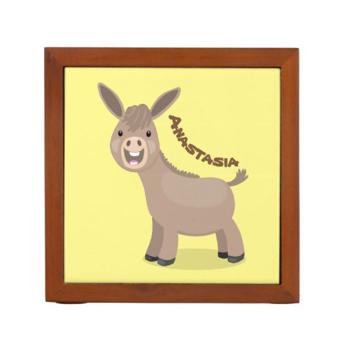 Cute happy miniature donkey cartoon illustration desk organizer