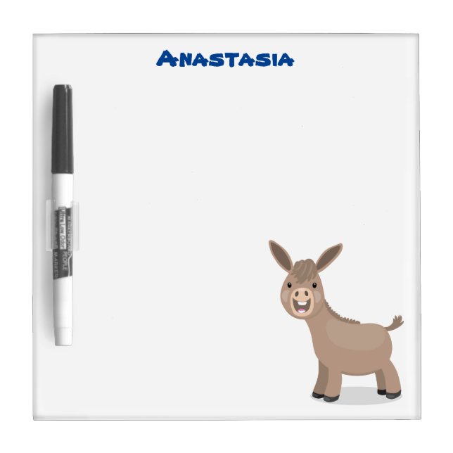 Cute happy miniature donkey cartoon illustration dry erase board (Front)