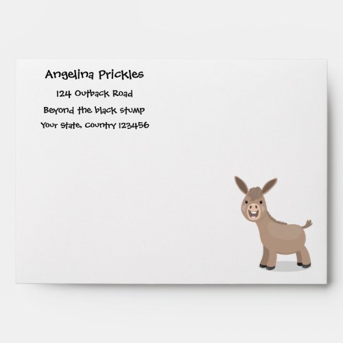 Cute happy miniature donkey cartoon illustration envelope