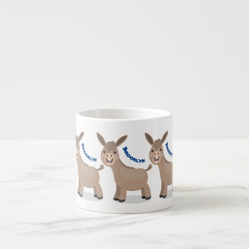 Cute happy miniature donkey cartoon illustration espresso cup