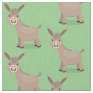 Cute happy miniature donkey cartoon illustration fabric