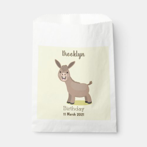 Cute happy miniature donkey cartoon illustration favor bag