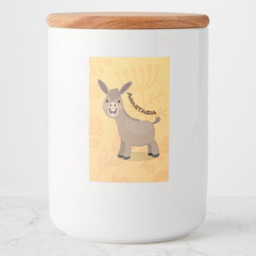 Cute happy miniature donkey cartoon illustration food label