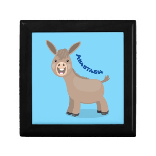 Cute happy miniature donkey cartoon illustration gift box