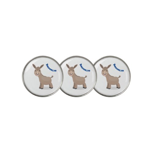 Cute happy miniature donkey cartoon illustration golf ball marker