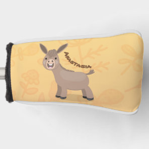 Cute happy miniature donkey cartoon illustration golf head cover