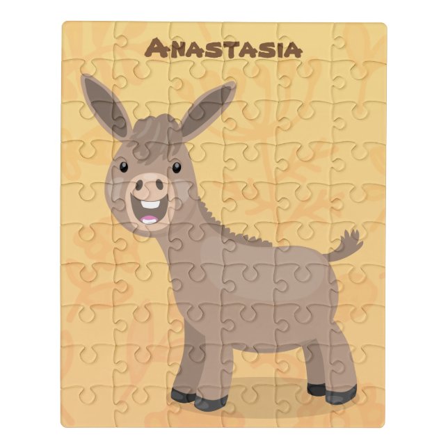 Cute happy miniature donkey cartoon illustration jigsaw puzzle (Puzzle Vertical)