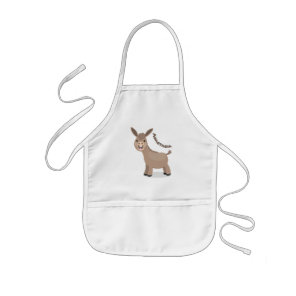 Cute happy miniature donkey cartoon illustration kids' apron