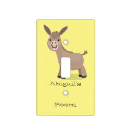Cute happy miniature donkey cartoon illustration light switch cover
