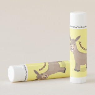 Cute happy miniature donkey cartoon illustration lip balm
