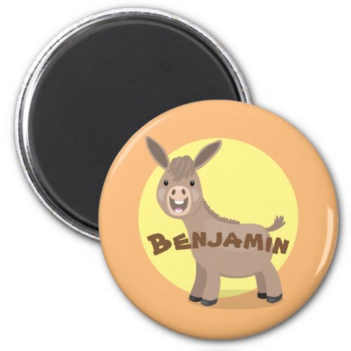 Cute happy miniature donkey cartoon illustration magnet