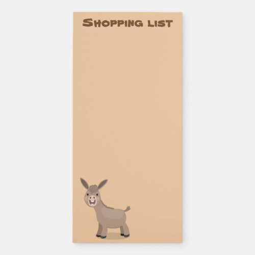 Cute happy miniature donkey cartoon illustration magnetic notepad