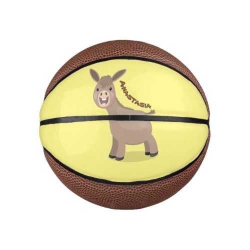Cute happy miniature donkey cartoon illustration mini basketball