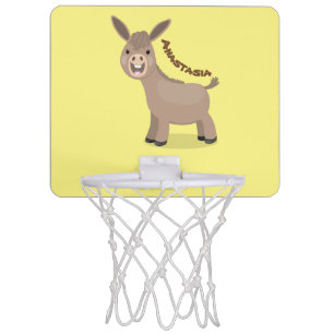 Cute happy miniature donkey cartoon illustration mini basketball hoop