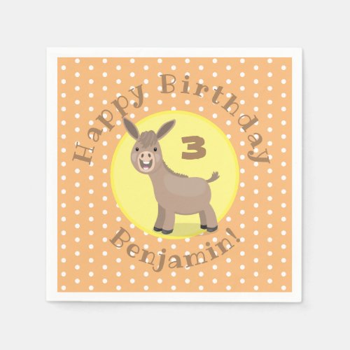 Cute happy miniature donkey cartoon illustration napkins