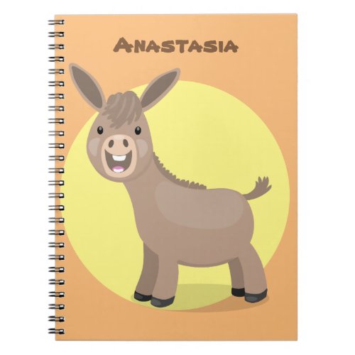 Cute happy miniature donkey cartoon illustration notebook