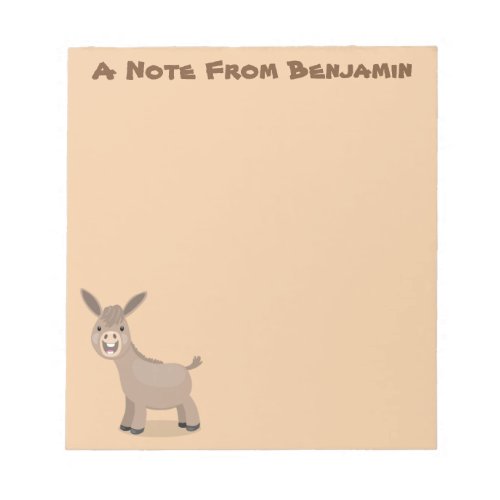 Cute happy miniature donkey cartoon illustration notepad