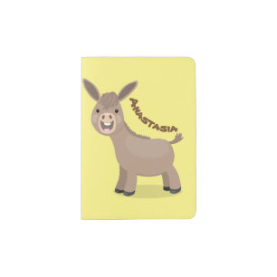 Cute happy miniature donkey cartoon illustration passport holder