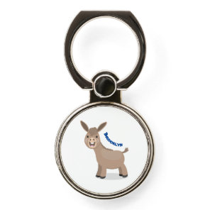 Cute happy miniature donkey cartoon illustration phone ring stand