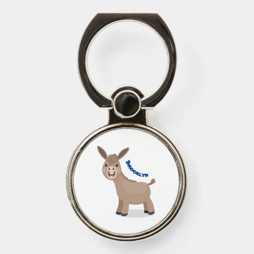 Cute happy miniature donkey cartoon illustration phone ring stand