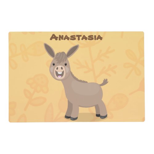 Cute happy miniature donkey cartoon illustration placemat