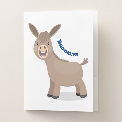 Cute happy miniature donkey cartoon illustration pocket folder