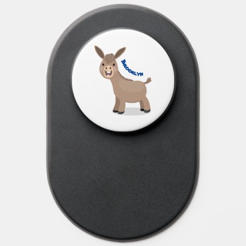 Cute happy miniature donkey cartoon illustration PopSocket