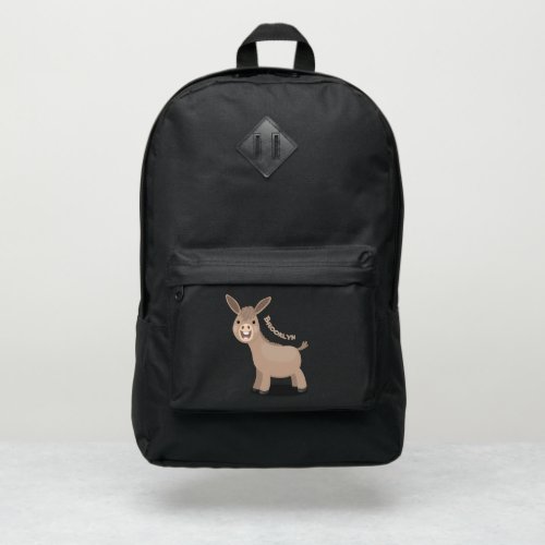 Cute happy miniature donkey cartoon illustration port authority backpack