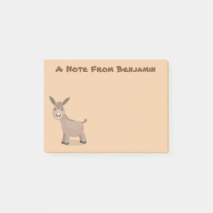 Cute happy miniature donkey cartoon illustration post-it notes