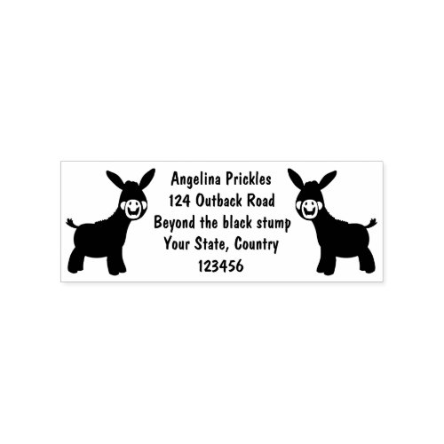 Cute happy miniature donkey cartoon illustration rubber stamp