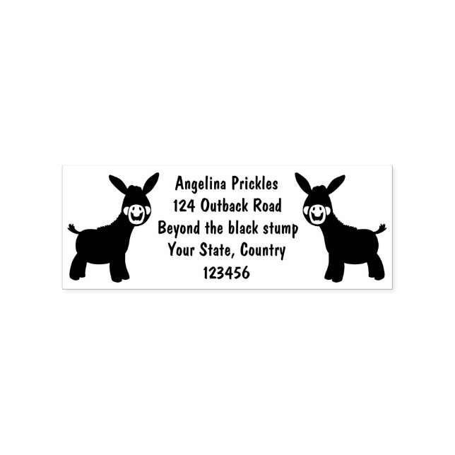 Cute happy miniature donkey cartoon illustration rubber stamp (Imprint)