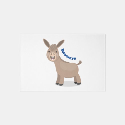 Cute happy miniature donkey cartoon illustration rug