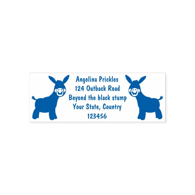Cute happy miniature donkey cartoon illustration self-inking stamp (Design)
