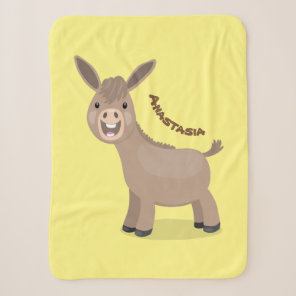 Cute happy miniature donkey cartoon illustration sherpa blanket