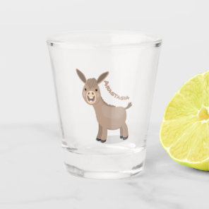 Cute happy miniature donkey cartoon illustration shot glass