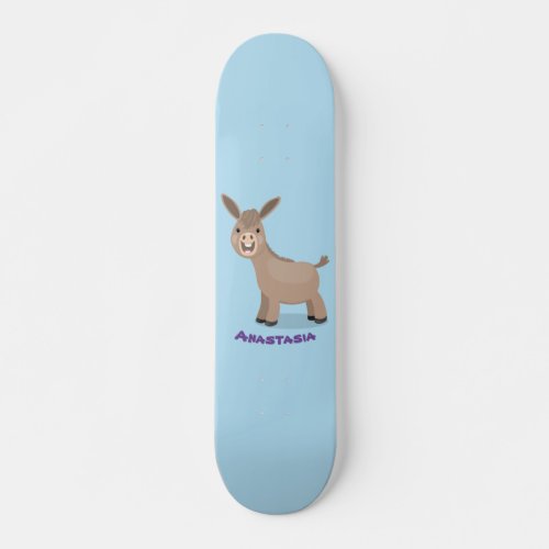 Cute happy miniature donkey cartoon illustration skateboard