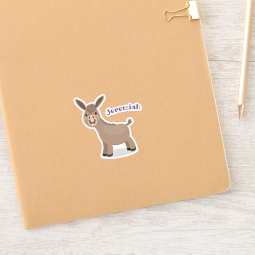Cute happy miniature donkey cartoon illustration sticker
