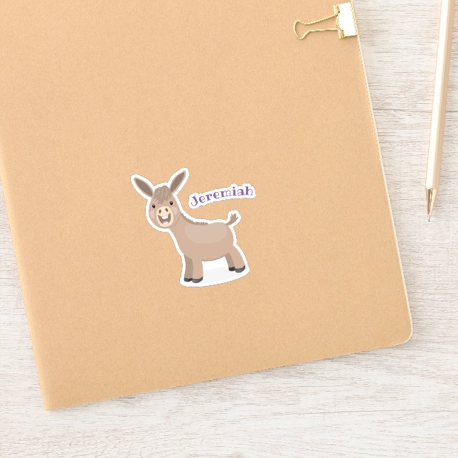 Cute happy miniature donkey cartoon illustration sticker (Notebook)