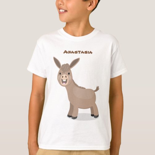 Cute happy miniature donkey cartoon illustration T_Shirt