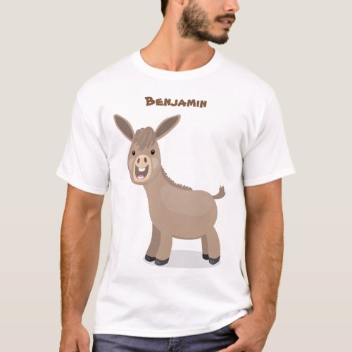 Cute happy miniature donkey cartoon illustration T_Shirt