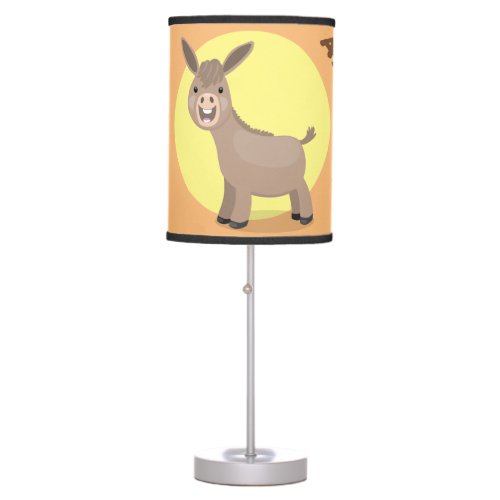 Cute happy miniature donkey cartoon illustration table lamp